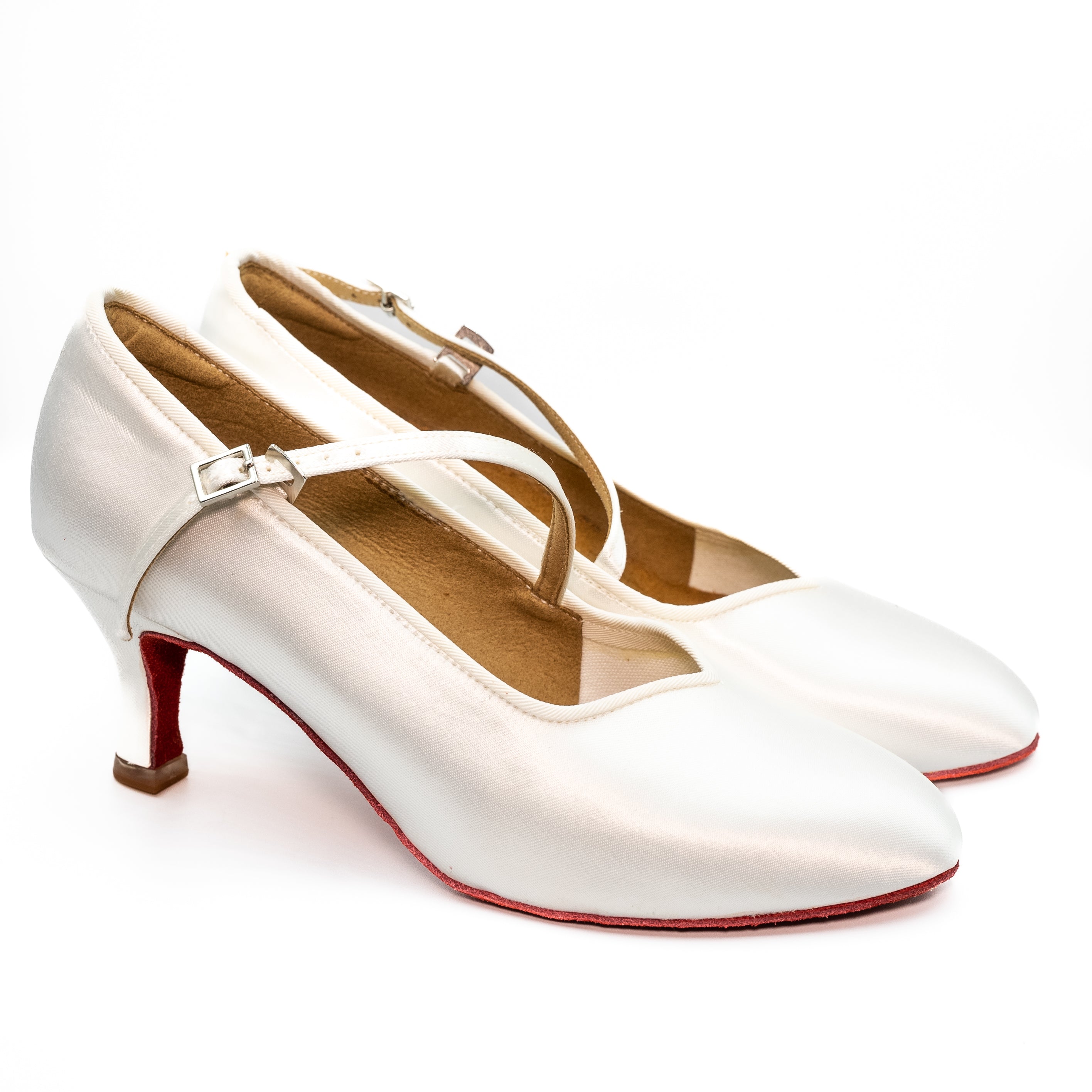Style 138 White Satin Red Sole – BD Dance UK